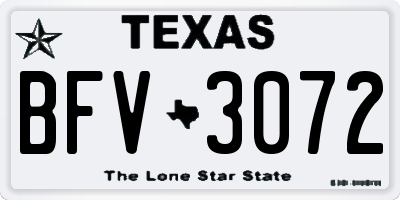 TX license plate BFV3072