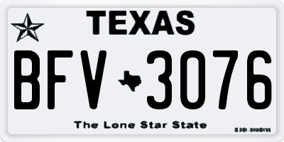 TX license plate BFV3076