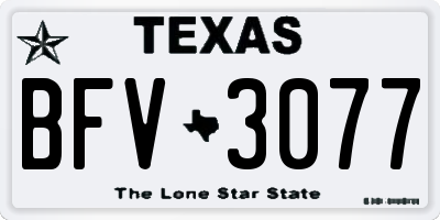 TX license plate BFV3077