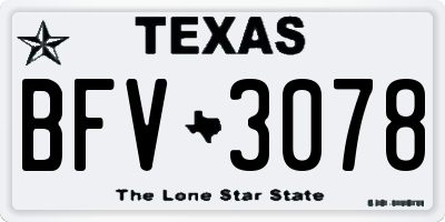 TX license plate BFV3078