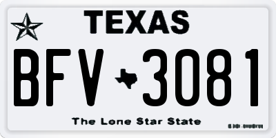 TX license plate BFV3081