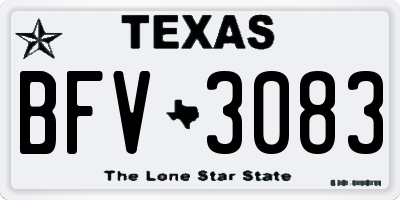 TX license plate BFV3083