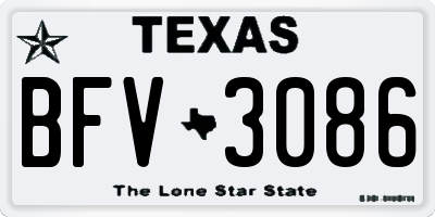 TX license plate BFV3086