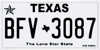 TX license plate BFV3087