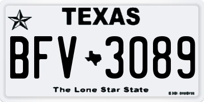 TX license plate BFV3089