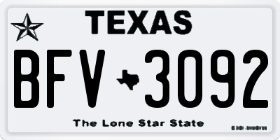 TX license plate BFV3092