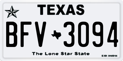 TX license plate BFV3094