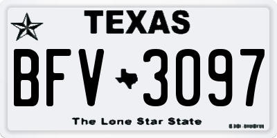 TX license plate BFV3097