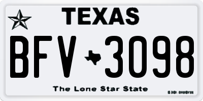 TX license plate BFV3098