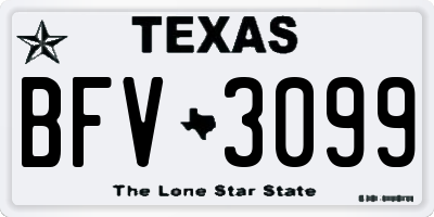 TX license plate BFV3099