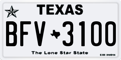 TX license plate BFV3100