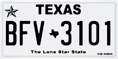 TX license plate BFV3101