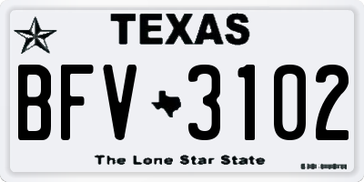 TX license plate BFV3102