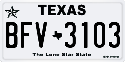 TX license plate BFV3103