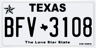 TX license plate BFV3108