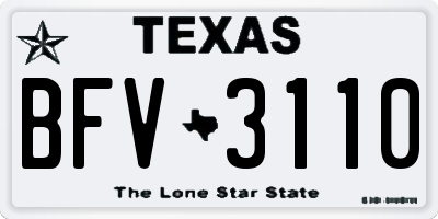 TX license plate BFV3110