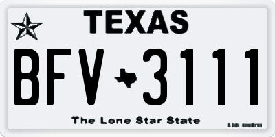 TX license plate BFV3111