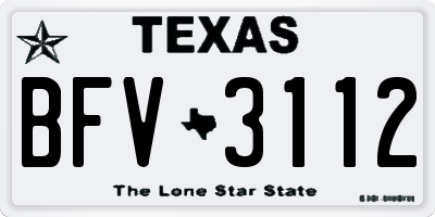 TX license plate BFV3112