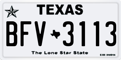 TX license plate BFV3113