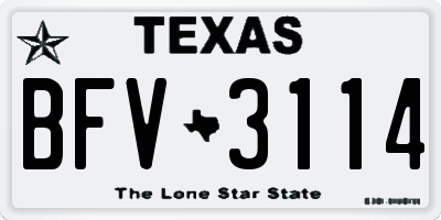 TX license plate BFV3114