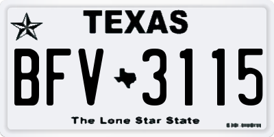 TX license plate BFV3115