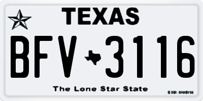 TX license plate BFV3116
