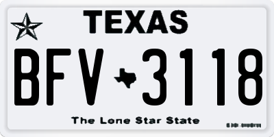 TX license plate BFV3118