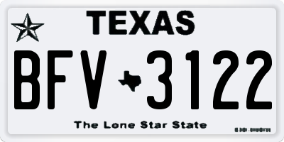 TX license plate BFV3122