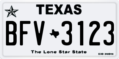 TX license plate BFV3123