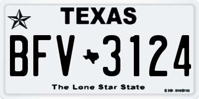 TX license plate BFV3124