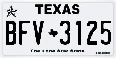 TX license plate BFV3125