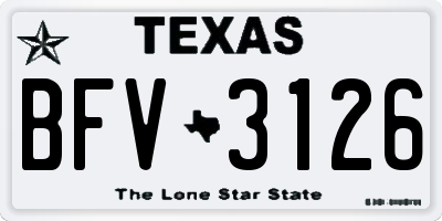 TX license plate BFV3126