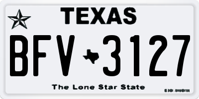 TX license plate BFV3127