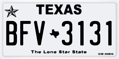TX license plate BFV3131