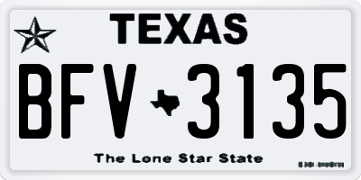 TX license plate BFV3135