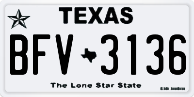 TX license plate BFV3136