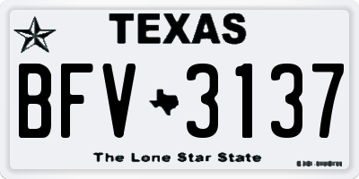 TX license plate BFV3137