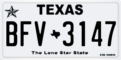TX license plate BFV3147