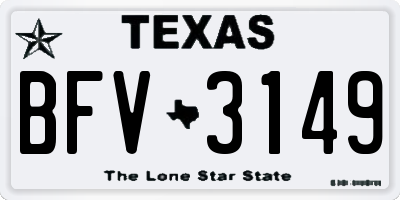 TX license plate BFV3149