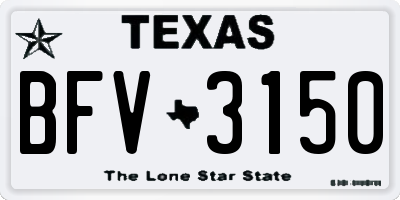 TX license plate BFV3150