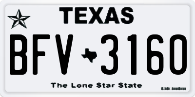 TX license plate BFV3160