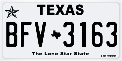 TX license plate BFV3163