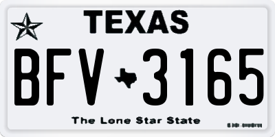 TX license plate BFV3165