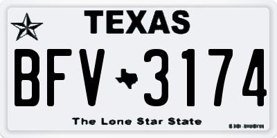 TX license plate BFV3174