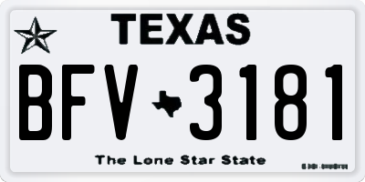 TX license plate BFV3181