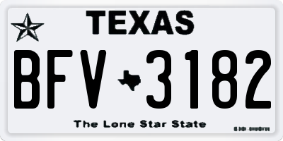 TX license plate BFV3182