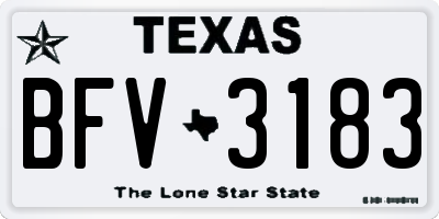TX license plate BFV3183