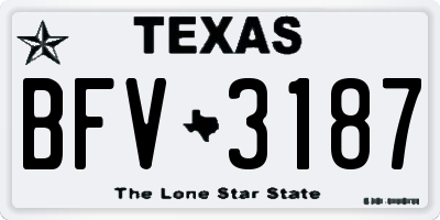 TX license plate BFV3187