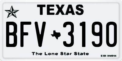 TX license plate BFV3190