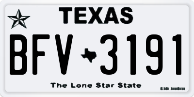 TX license plate BFV3191